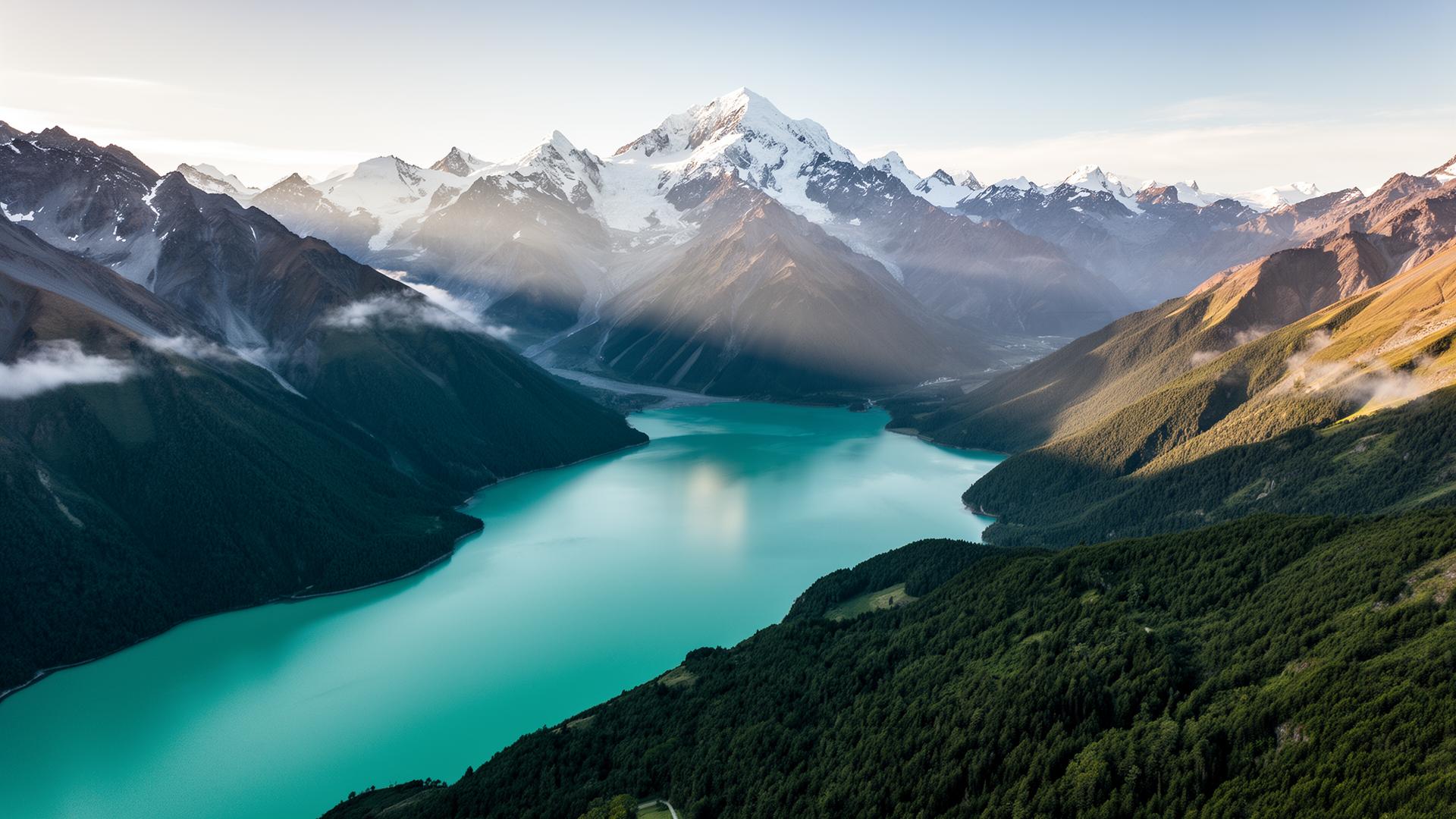 Aerial view of New Zealand alpine landscape